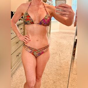 Luli Fama Colorful Strappy Crystal Bikini Set